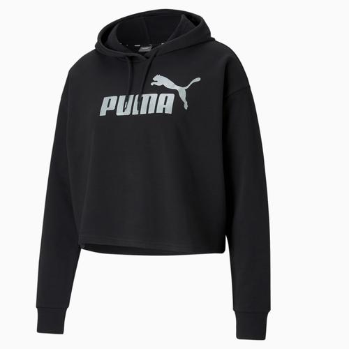  Puma Essentials+ Cropped Metallic Logo Kadın Siyah Sweatshirt (586892-51)